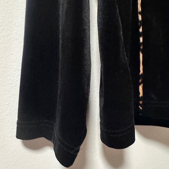Coldwater Creek Black Velour Track Jacket Cheetah Print Trim Women’s Size Medium - Picture 5 of 11